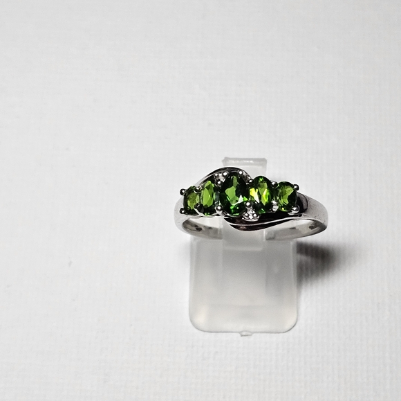 Genuine Chrome Diopside & Topaz Sterling Silver Ring Size 9.5! ✨️ - Picture 9 of 10